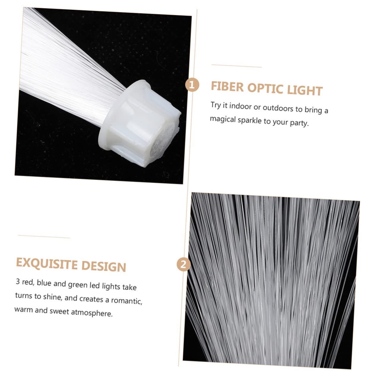 NUOBESTY 2Pcs Color Changing Fiber Optic Lamp Battery Powered Desktop Light for Home Decor Ambient Lighting and Holiday Spirit for Parties and