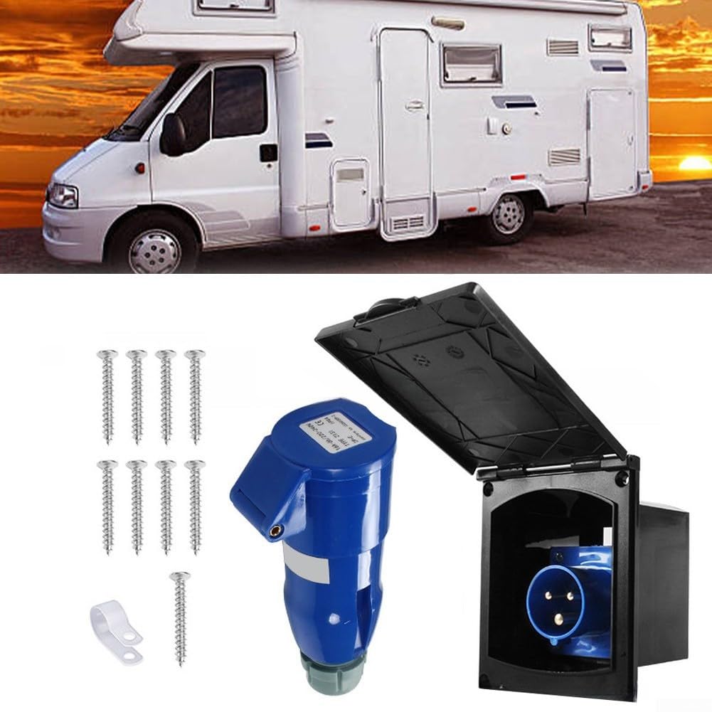 Presa di corrente esterna impermeabile 16A con protezione IP44 per rimorchi camper e camper che offrono collegamento elettrico all'aperto (bianco)