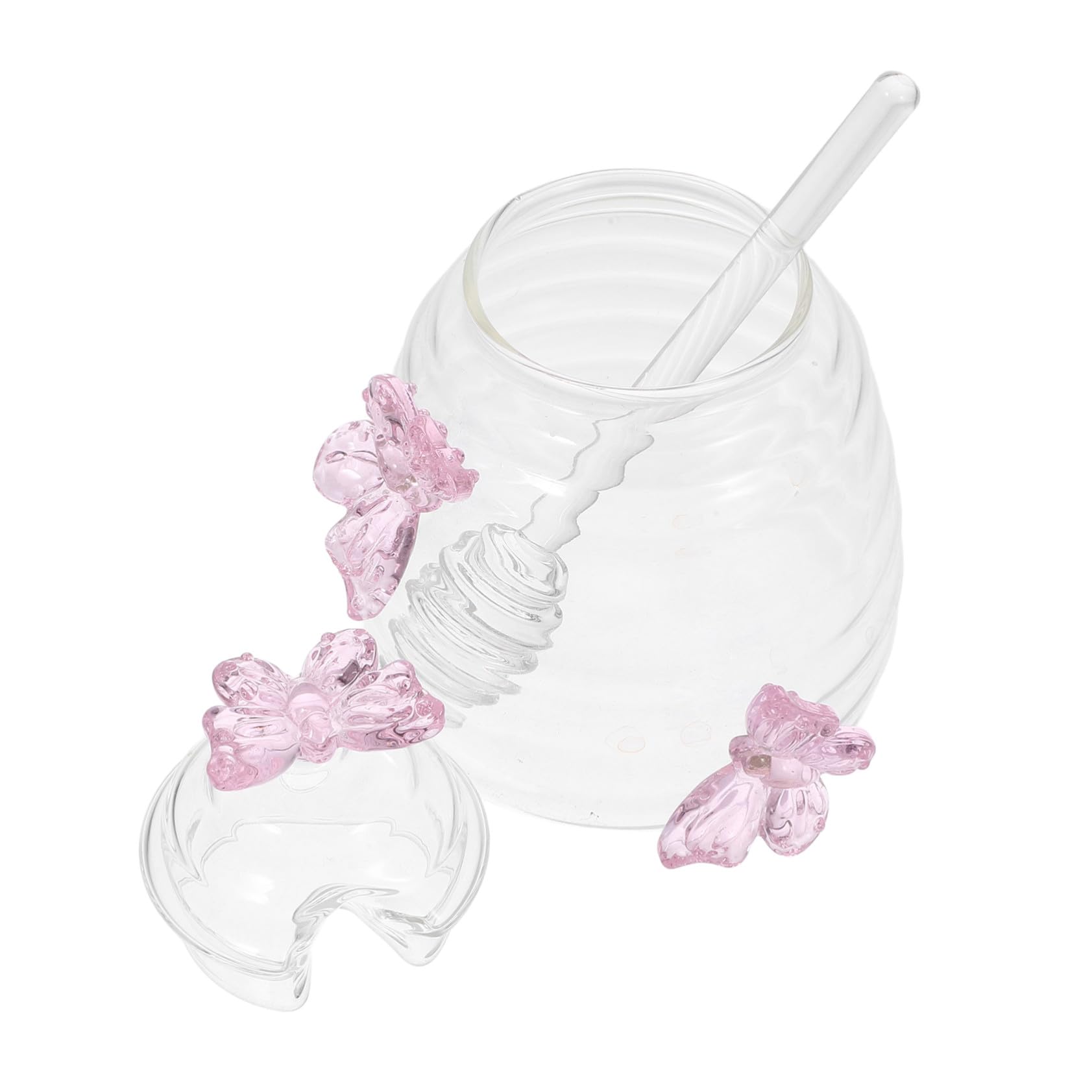 Glas Honigglas 500ml mit Deckel und Löffel, Rosa für Küche
