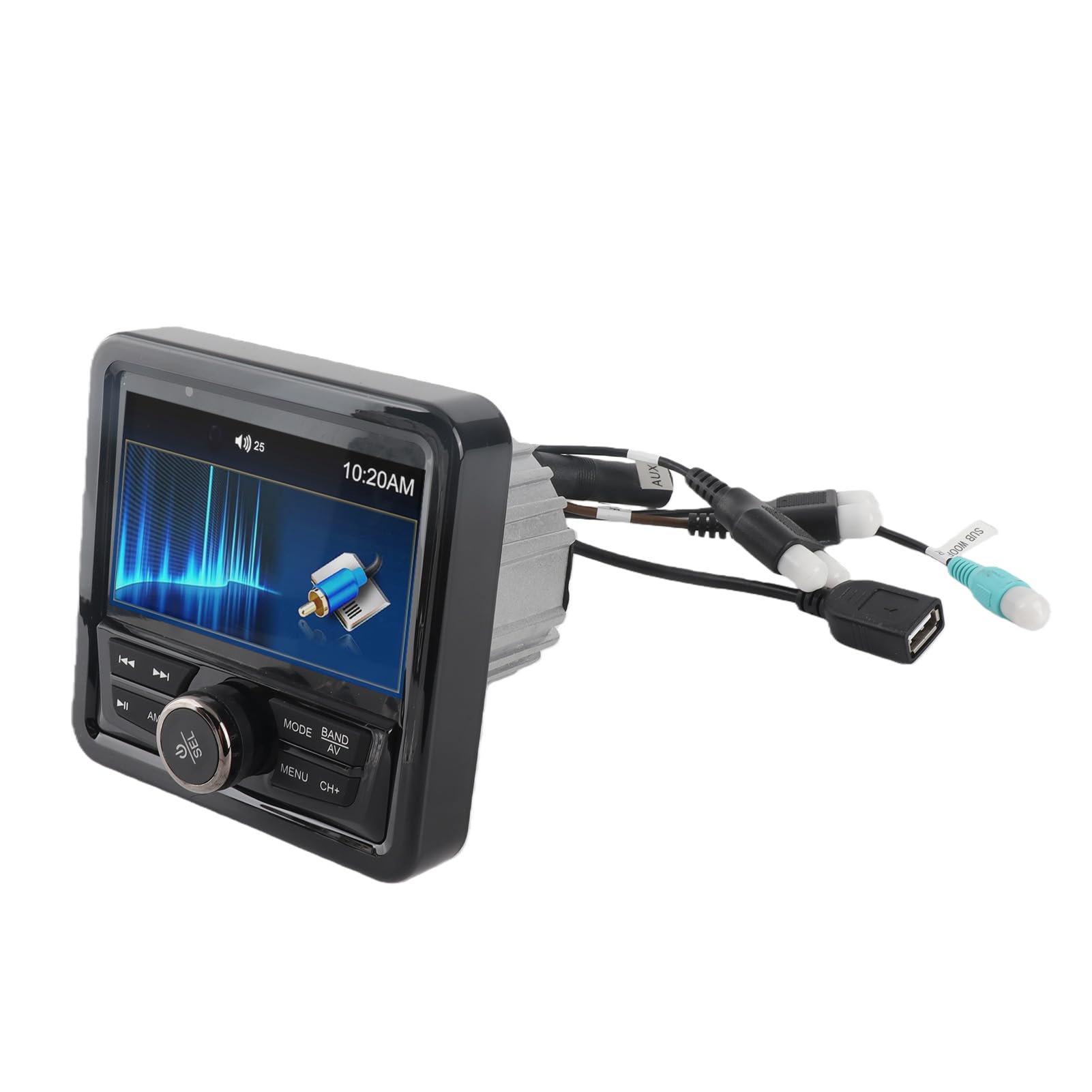 Zunate IPX6 Wetterfeste Marine-Stereoanlage mit 4-Zoll-Display |Bluetooth MP5-Messgerätempfänger, Integrierter Verstärker 50 W X 4, USB-Aux-Eingang für Yacht, LKW, Boot