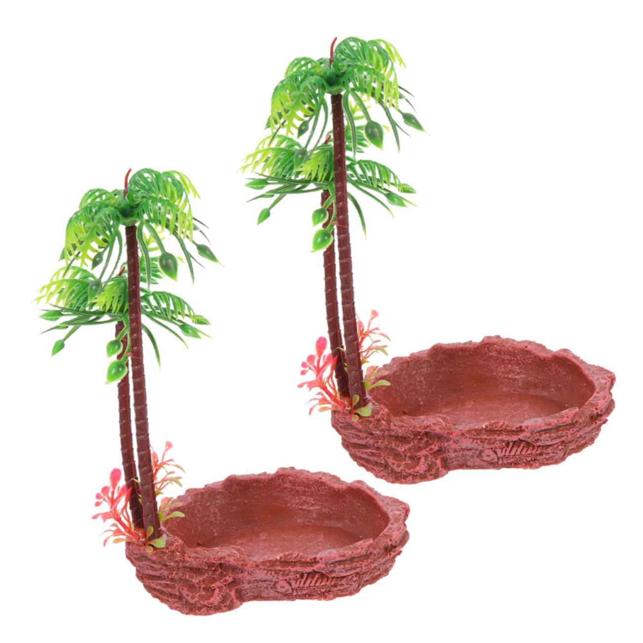 Hemoton 2Pcs Decorative Resin Water Dish for Reptiles Vivid Terrarium Feeding Bowl for Turtles Lizards and Snakes Natural Look Enhances Reptile Habitat