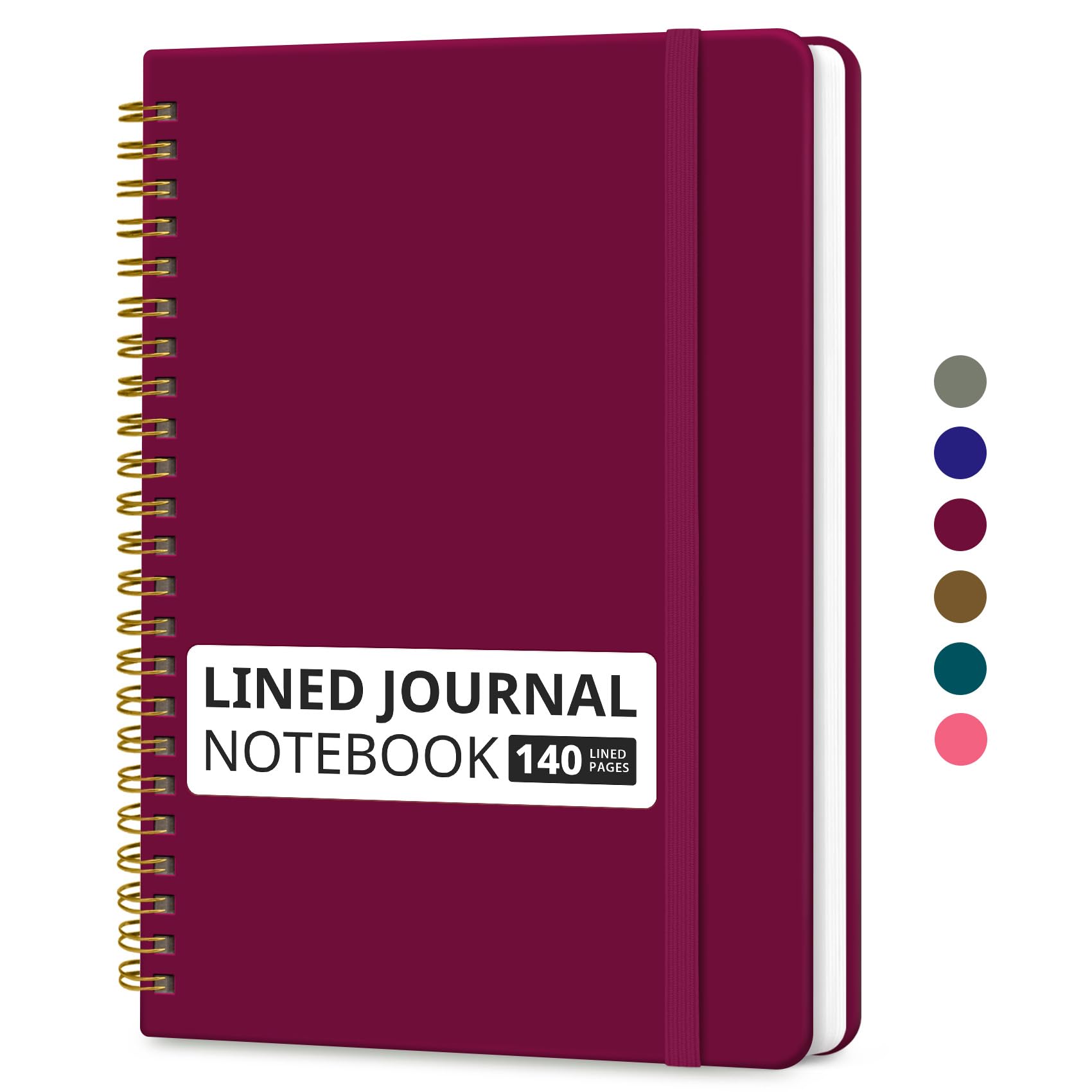 Lined Spiral Journal Notebook for Women & Men, 140 Pages, College Ruled Hardcover Notebook for Work & Note Taking, Journals for Writing, A5(6"x8") - Crabberry Red