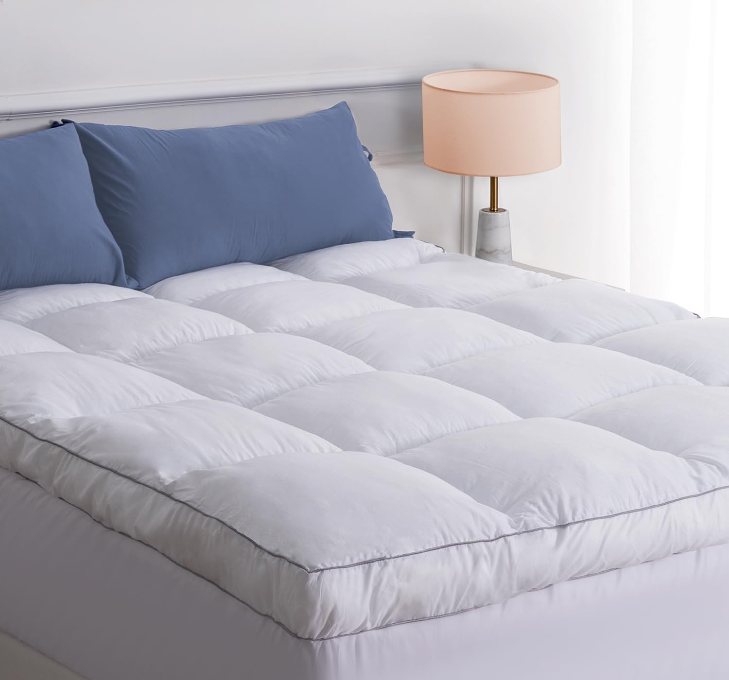 Marine Moon Mattress Topper Full, Cooling Plush Pillow Top Extra Thick Mattress Bed Topper,Fluffy Soft Mattress Pad, Hotel Quality Down Alternative Pillow Topper for Full Size Bed with Deep Pocket
