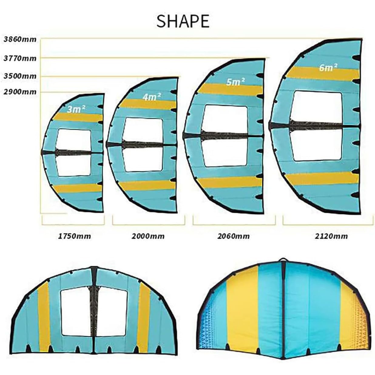Aile De Planche à Voile Portative, Ailes Gonflables De Kitesurf En Aluminium Avec Fenêtre, Planche De Surf Gonflable Kitesurf Planche à Voile Pour Adulte Débutant Jouet De Jeu D'eau De Neige,5㎡