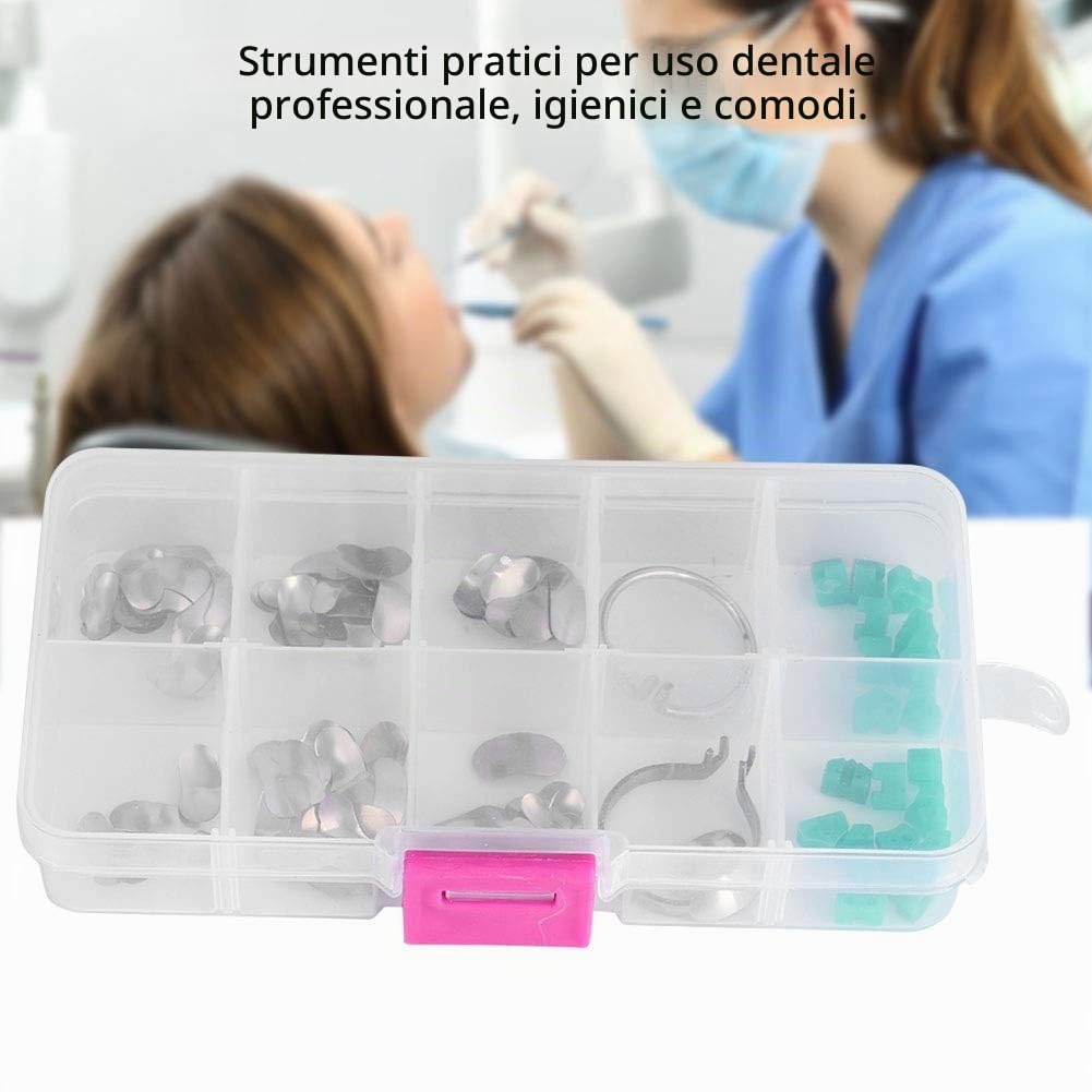 Matrici Dentali, Set Professionale di 100 Matrici Sezionali in Metallo con 20 Cunei e Anelli, Strumenti Odontoiatrici per Trattamenti di Precisione, Kit Completo per Cliniche e Studi Dentistici