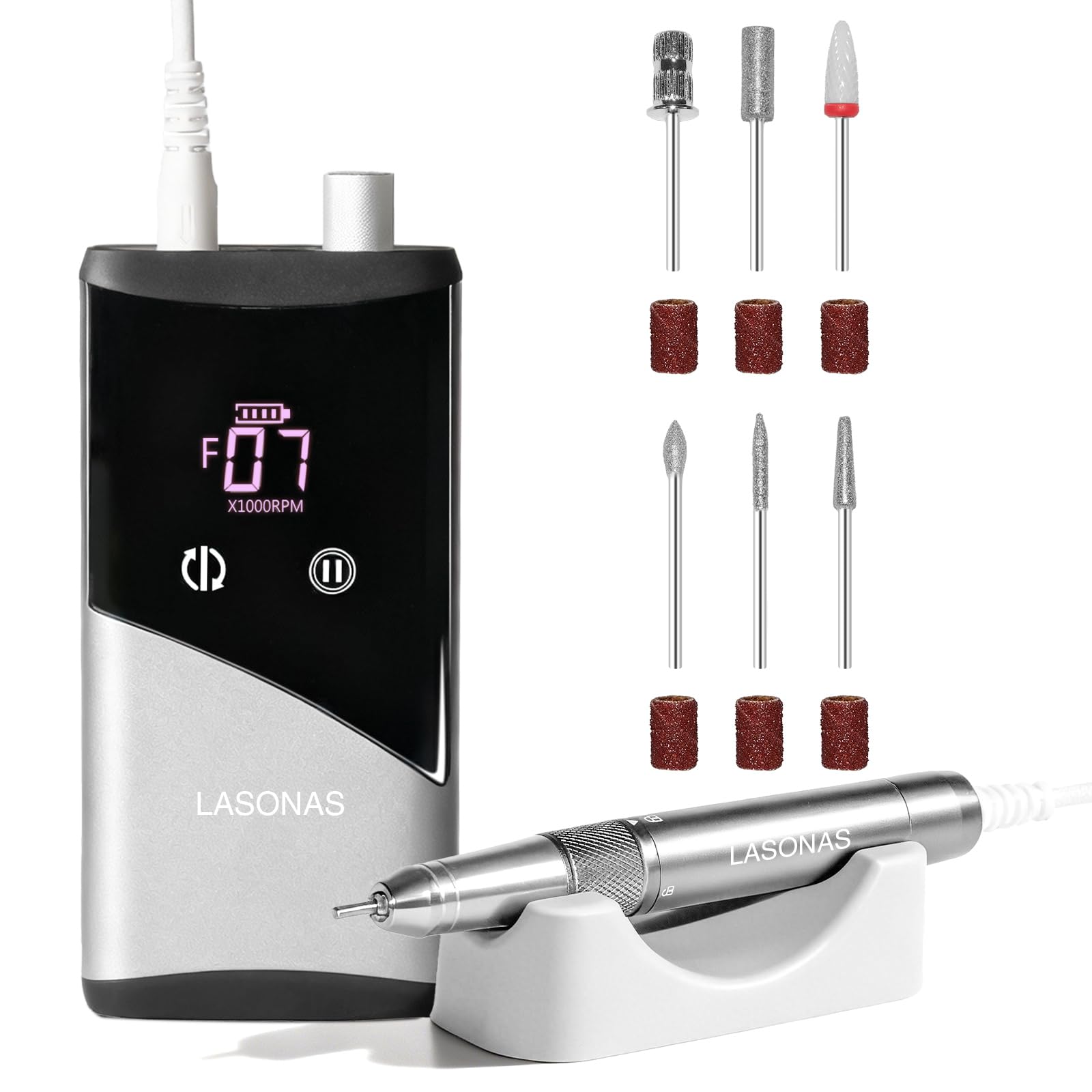 Perceuse à ongles électrique professionnelle, 40 000 tr/min, lime à ongles rechargeable sans fil avec moteur silencieux sans balais, perceuse à ongles électronique portable et embouts pour enlever le