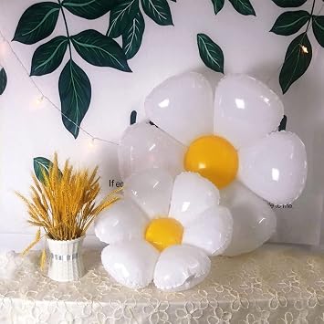 10 x Daisy Flower White Balloons for Party, Wedding, Birthday, Party, Baptism, Graduation (3 Sizes)