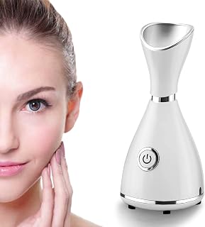 Facial Steamer - Nano Ionic Warm Mist Facial Steamer - Home Sauna SPA Face Humidifier Atomizer with Precise Temp Control(Pearl White)