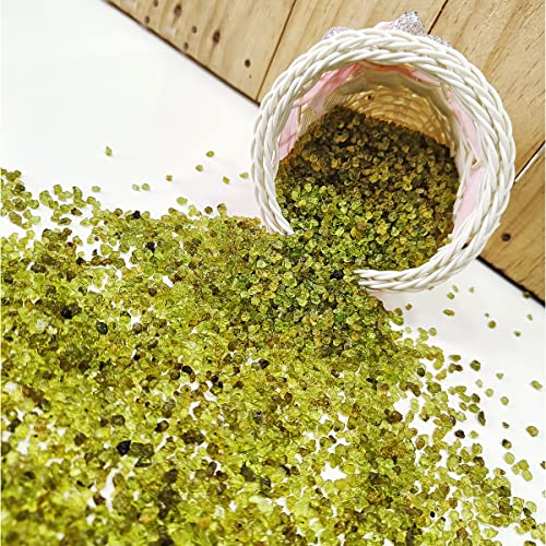Image of Healing Crystal Chips for Vastu Natural Peridot Chips Stone 50 Gm Peridot Crystal Stone Chips Dust Raw Rough Stone for Reiki Healing Meditation