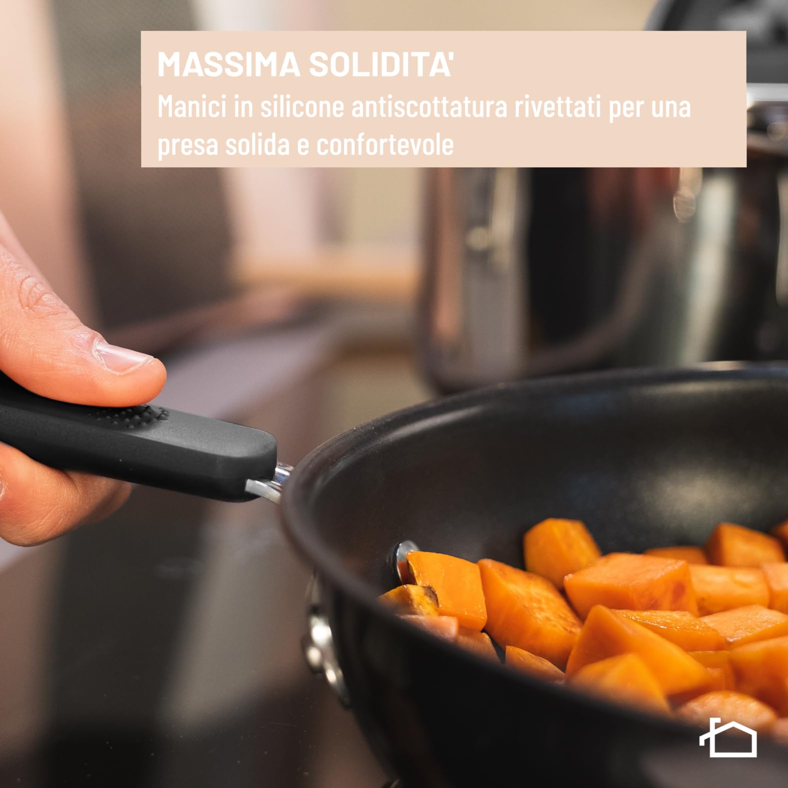 Lagostina Optispace, Set di 2 Padelle Antiaderenti da 24 e 28 cm, Impilabili e Salvaspazio, Con Manici in Silicone - 4