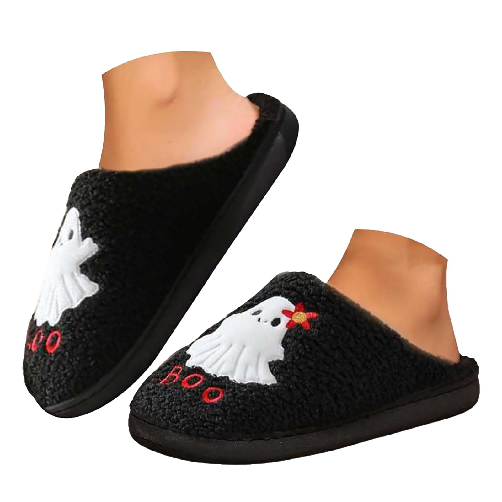 Zapatillas de estar por casa para mujer, de felpa, para Halloween, suaves, suaves, divertidas, con forro, para invierno, cálidas, para hombre y mujer