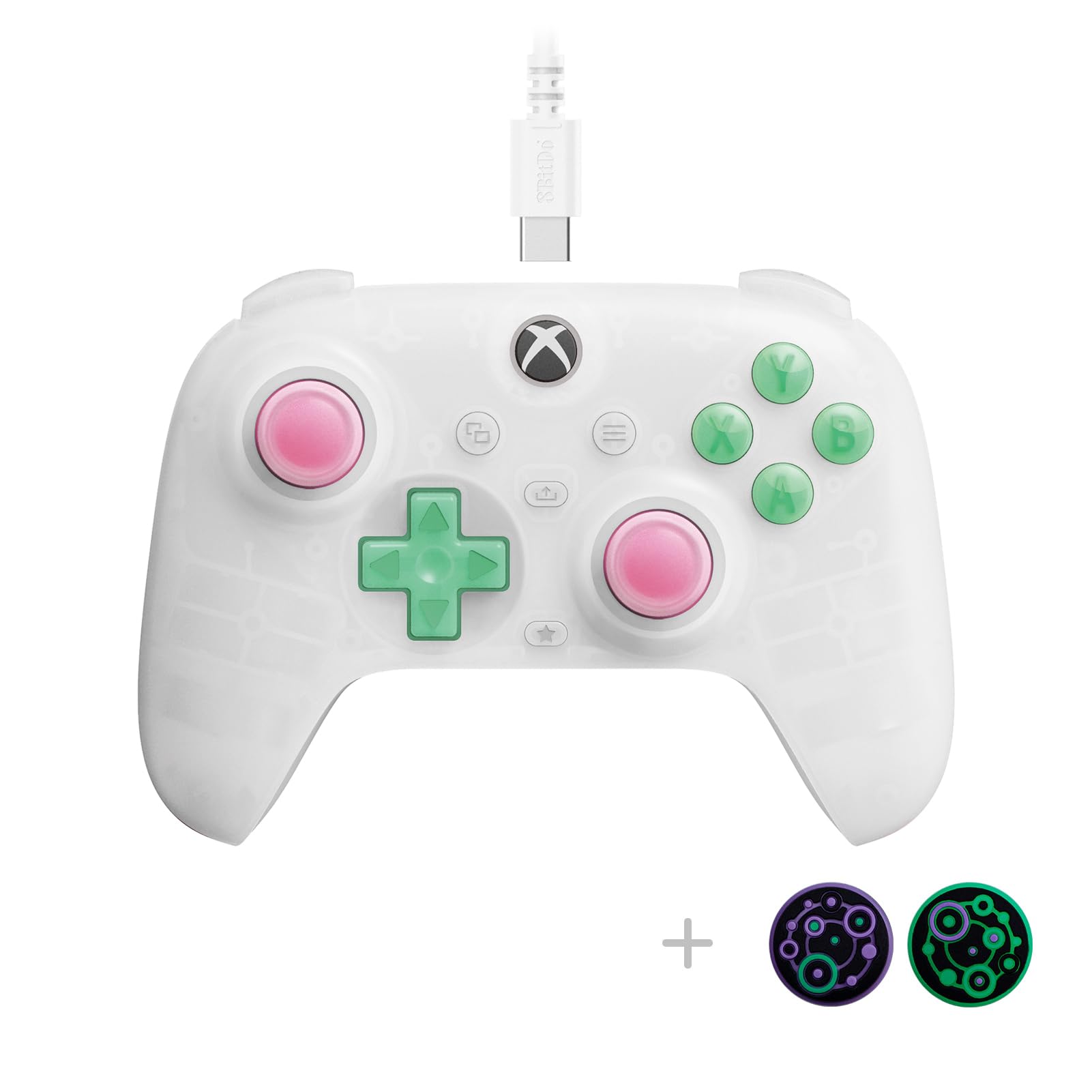 Photo 1 of 8Bitdo Ultimate Mini Wired Controller with RGB Lighting Fire Ring, Hall Effect Joysticks and Triggers, for Xbox Series X|S, Xbox One, Windows 10/11 - Officially Licensed (Translucent White)