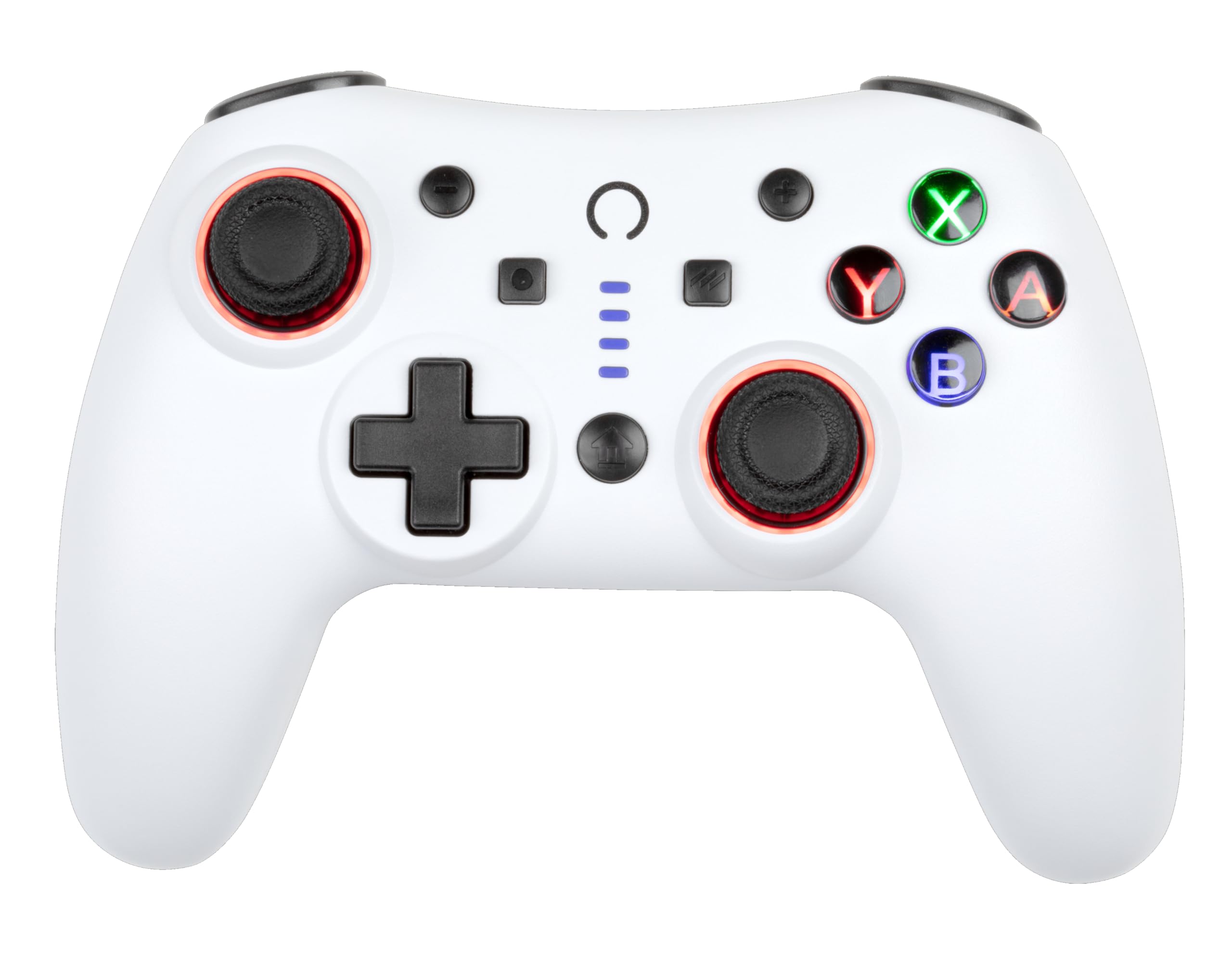 Konix Mando inalámbrico Snow para Nintendo Switch y Switch 2 - Autonomía de 12 horas - Bluetooth 5.0 (10 m) - Funciones Turbo y Auto - Iluminación RGB - Blanco