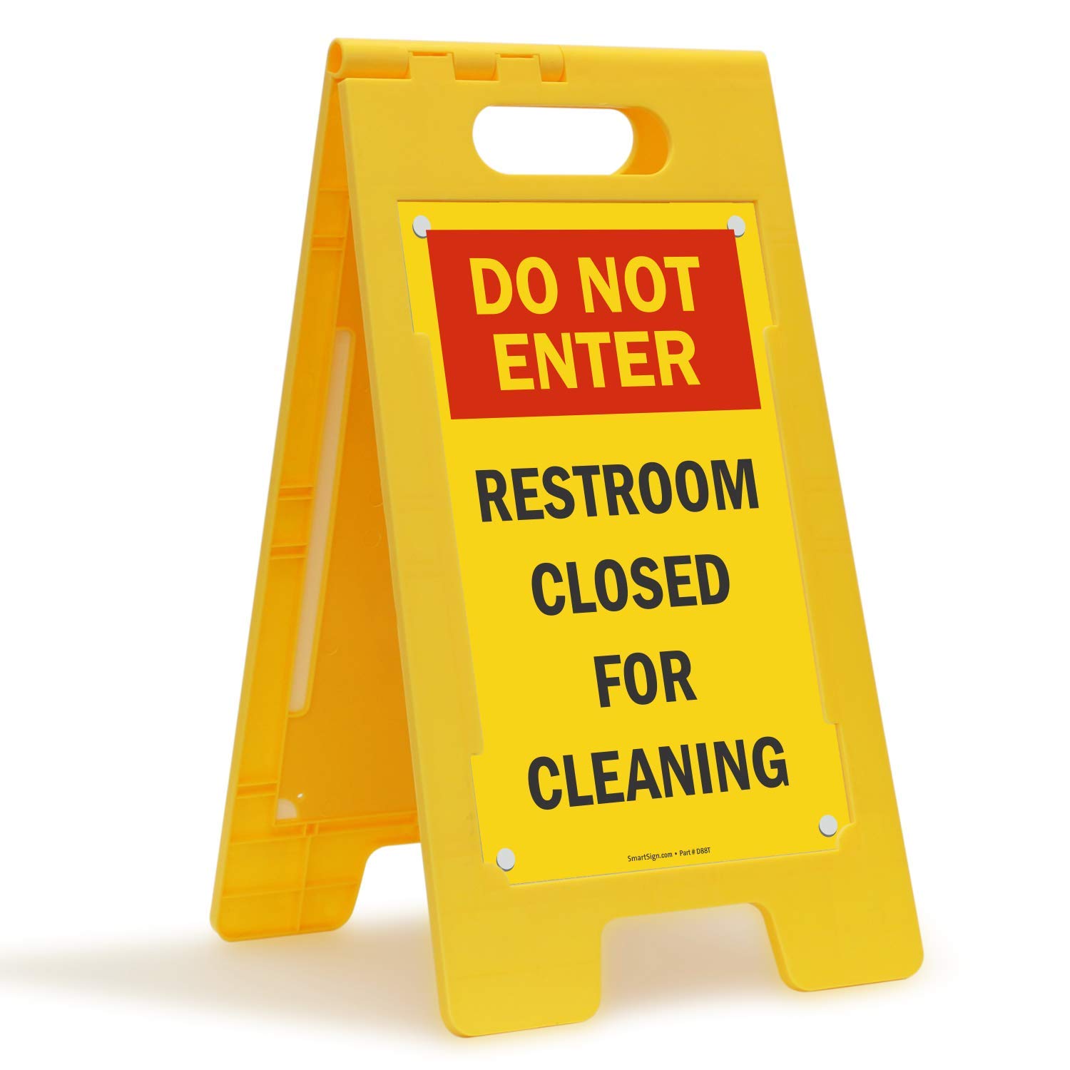 SmartSign"Do Not Enter - Restroom Closed for Cleaning Folding Floor Sign | 25" x 12" Plastic