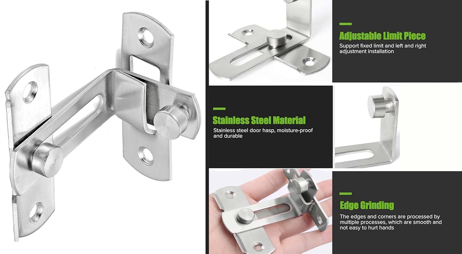 Kevim 2 Pcs Flip Latch Gate Lock – Stainless Steel Barn Door Latch, Anti-Theft Safety Lock for Wooden Fence, Silver Finish – Heavy-Duty Durable Hardware for Indoor & Outdoor Security 4