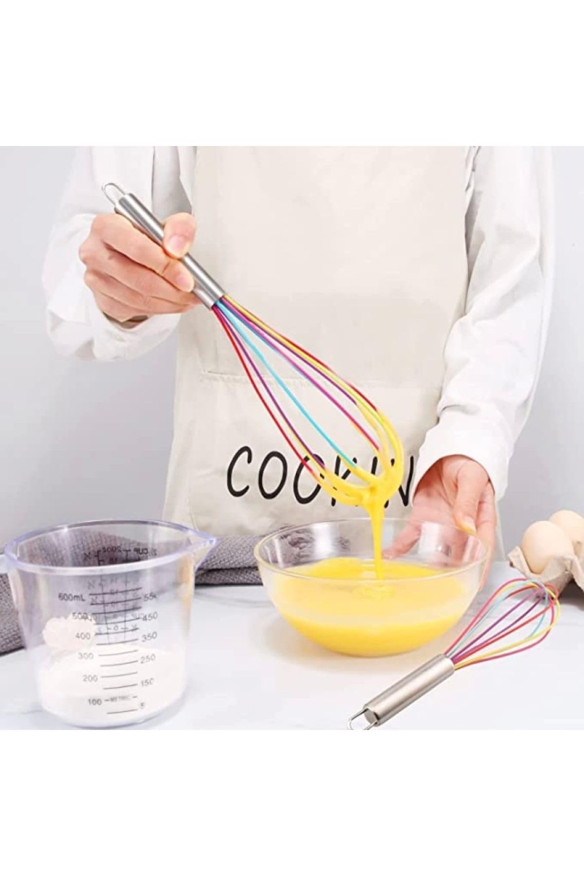Yenigeldi 1 Adet Renkli Silikon Yapışmaz Çırpıcı Pratik Yumurta Çırpıcı Yemek Pişirmek Için (29 Cm),