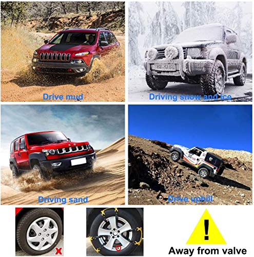 Car Tire Snow Chains - Premium Quality Strong Durable All Season Anti-Skid Car, SUV, and Pick Up Patterned Tire Chains for Emergencies and Road Trip