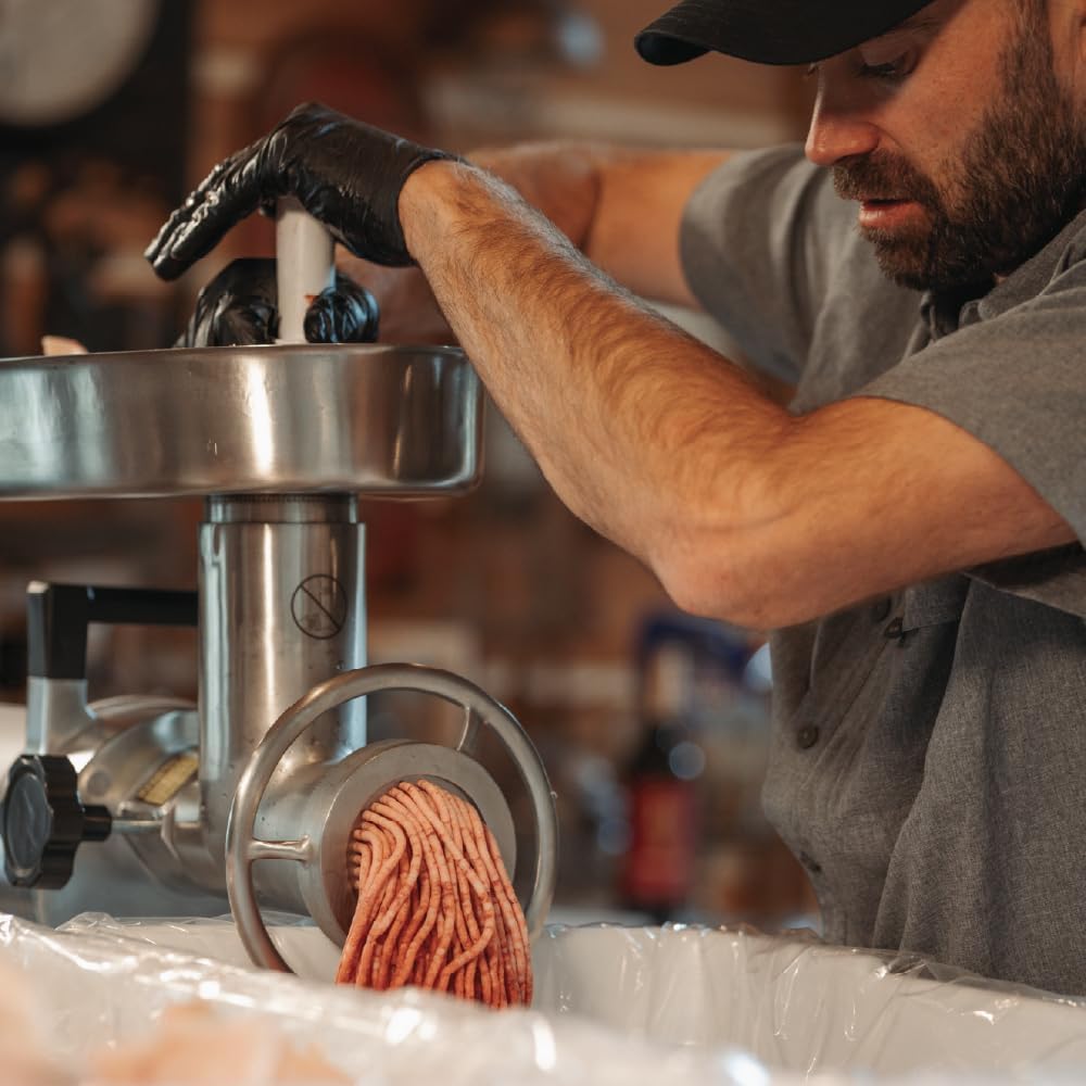 MEAT! 1 HP Pro-Grade Dual Grinder #22 with Coarse and Fine Grinding Plates, Stainless Steel, For Meat Grinding, Sausage Stuffing, and Processing