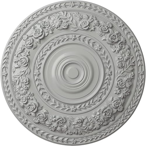 Vista 107 de Ekena Millwork CM33RO Medallón de techo de rosa, 33 7/8 pulgadas de diámetro exterior x 2 3/8 pulgadas P