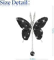 Vista 2 de zipelo Accesorios de automóvil con diamantes de mariposa brillante, dijes de cristal para espejo retrovisor de automóvil para mujeres, decoración