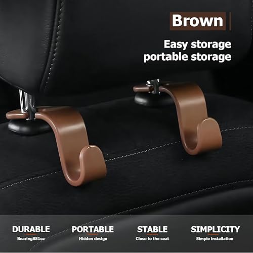 Miniatura 6 de Gancho para reposacabezas de asiento de automóvil, 4 ganchos multifuncionales para asiento trasero, accesorios universales para el interior del