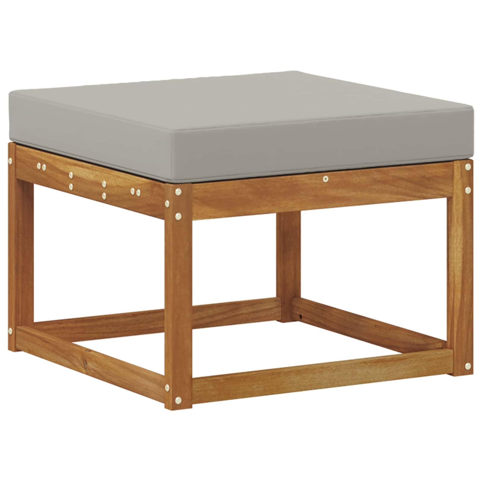 Salon de Jardin Modulable en Bois d'Acacia Massif, Ensemble Canapé d'Extérieur 5 Places avec Coussins Gris Clair, Mobilier pour Terrasse, Balcon et Jardin, 249x122,5x73 cm