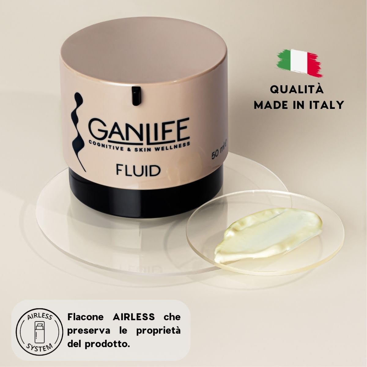 GANLIFE Crema Facial de Día Hidratante con Antioxidantes, Para Piel Normal y Mixta, Crema Protectora con SPF20, Con Ácido Hialurónico, Glutatión, Vitamina E, 50 ml