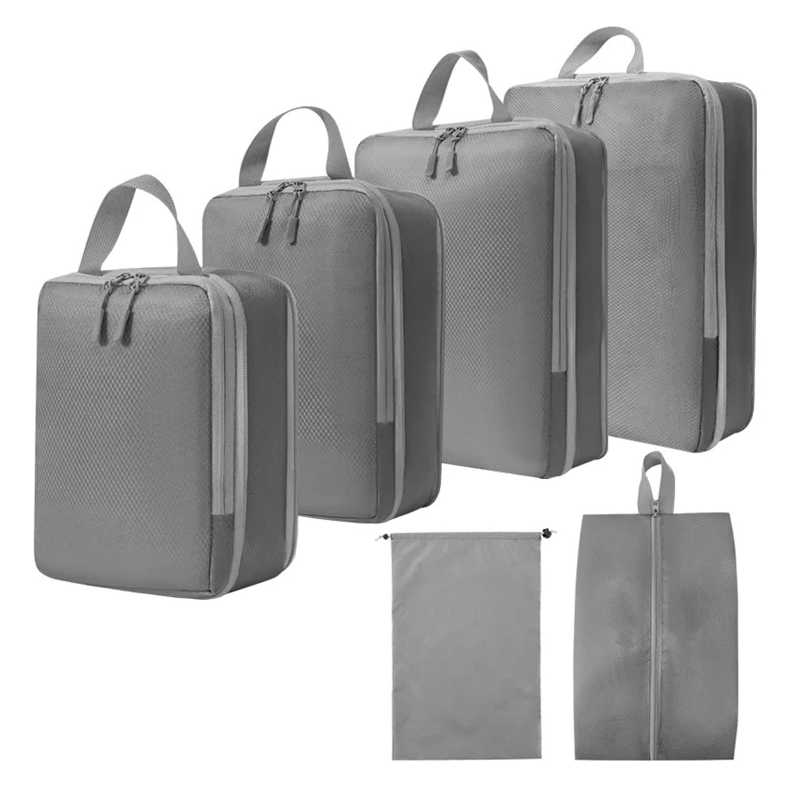 Organizador maleta Juego de 6 bolsas viaje comprimibles con forma cubo, impermeables, nailon, portátiles, organizador equipaje for bolso para las Vacaciones(6pcs GREY)