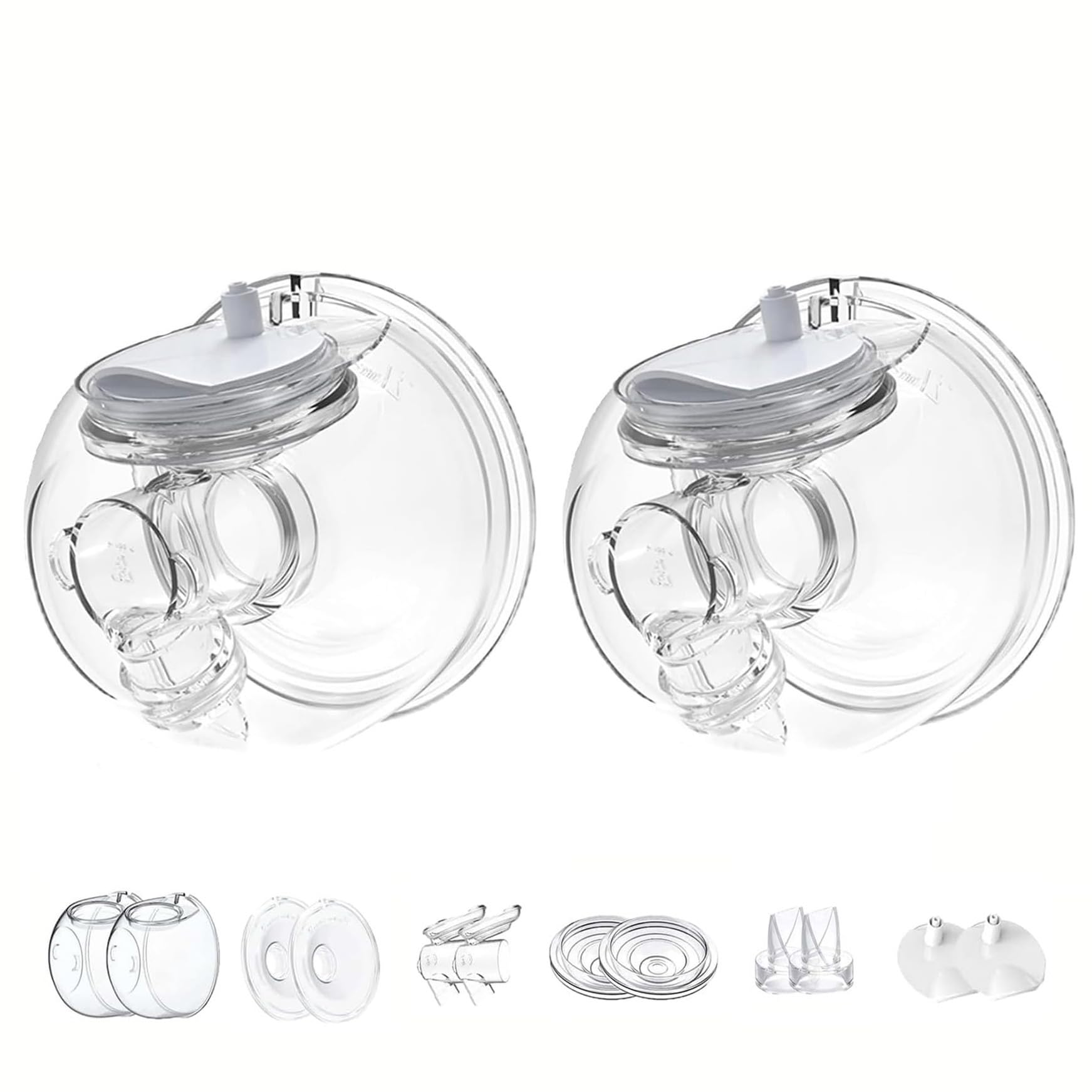 Momlacto Wearable Breast Pump Parts Milk Collector Cup Flange Compatible with Momcozy/TSRETE S9/S10/S12 Breast Pump Replacement Parts Accessories, 2 Sets (27mm Flange)