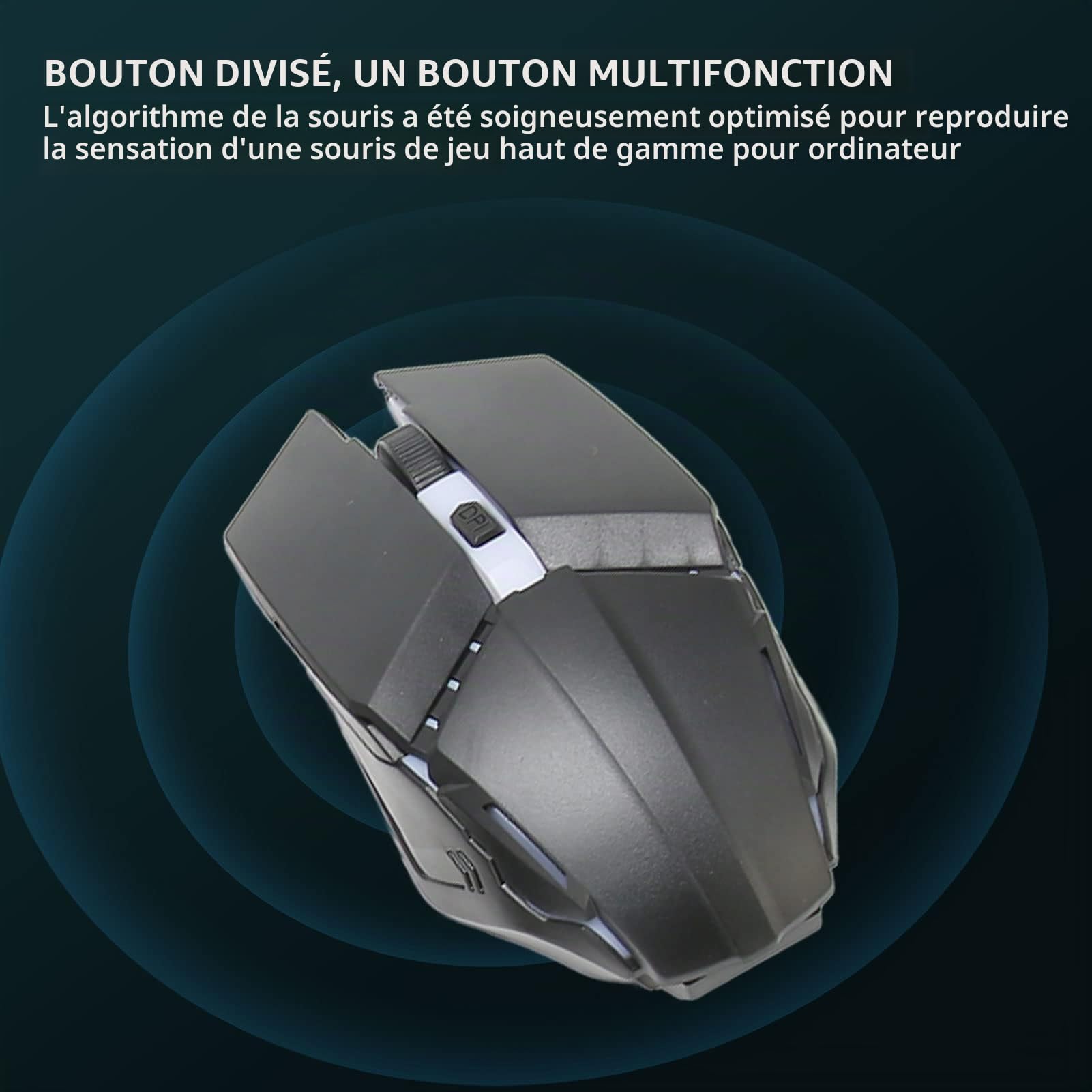 Combo Clavier et Souris de Jeu à Demi-Main, Convertisseur de Souris de Clavier Mécanique de Jeu 4 en 1, Clavier rétroéclairé LED Filaire à 39 Touches pour Android, Harmony,
