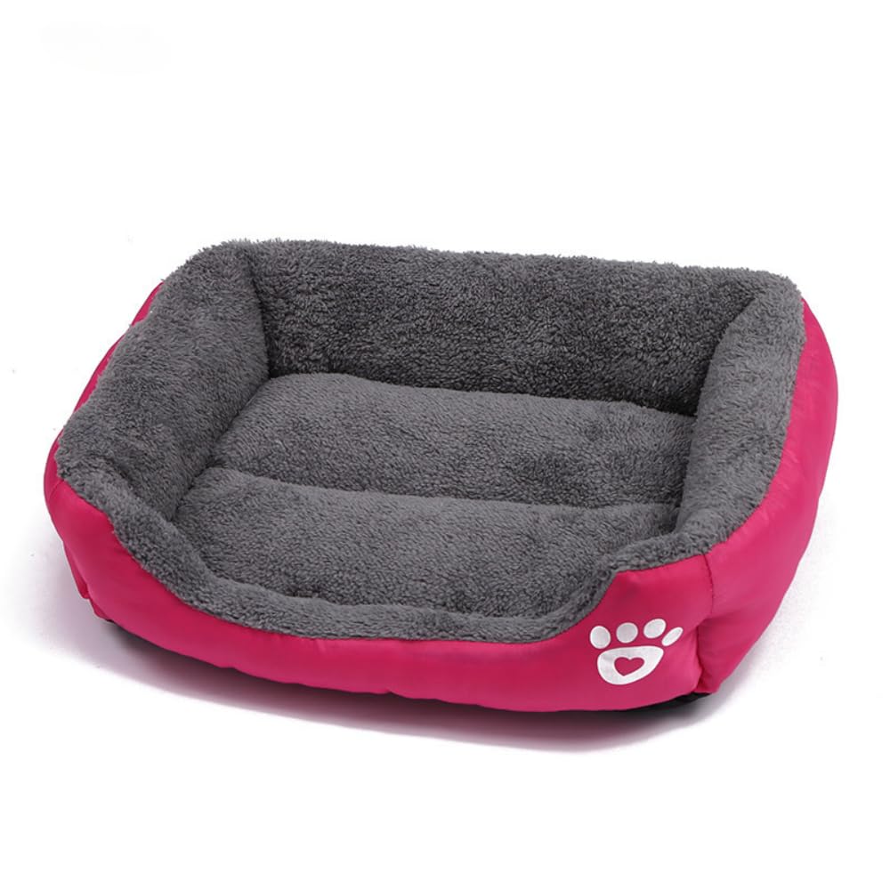 OUYUNKKA Dog Bed & Cat Cushion (M, 21.2 x 16.5 inch) Square Rose Red Dog Sofa for Medium & Small Pets, Semi Enclosed Fluffy Soft Easy Clean