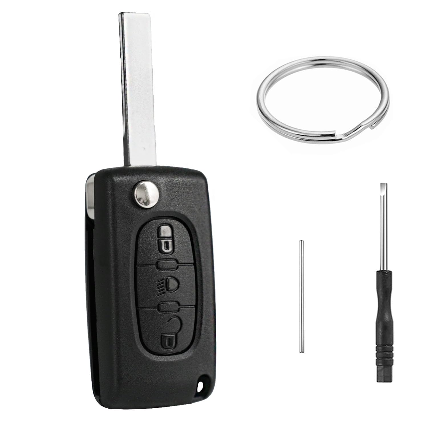 3 Tasten Schlüssel Gehäuse CE0523 Kompatibel für C-itroen C4 C5 C6 C1 C2 C3 Berlingo Grand Picasso Peugeot 407 307 308 Partner Expert Fernbedienung Auto Schlüsselgehäuse Autoschlüssel mit HU83 Klinge