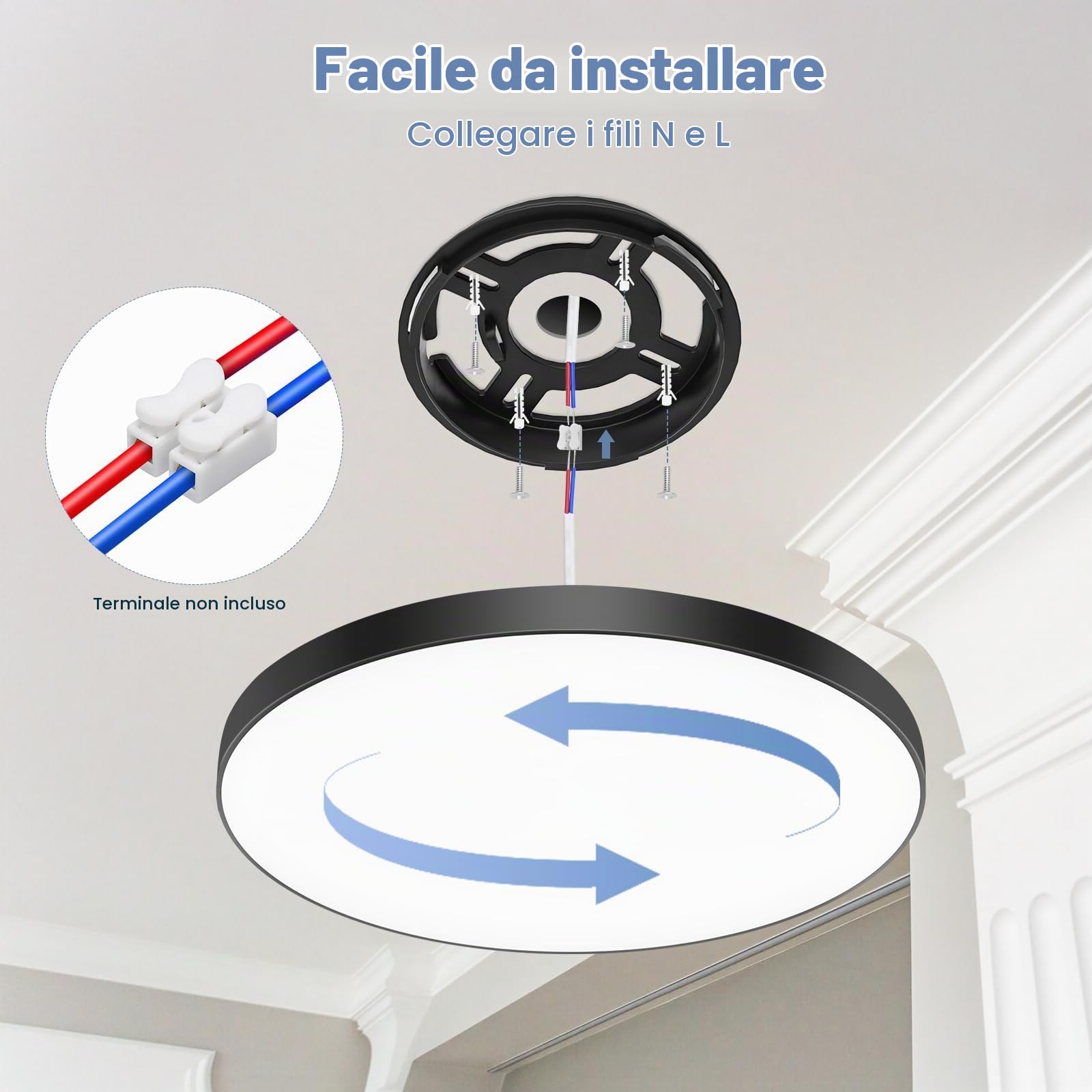 Plafoniera LED Soffitto Dimmerabile 24W [2 Pezzi] | Lampada da Soffitto con Telecomando Plafoniera Bagno IP44 Impermeabile Ø28CM 2000LM per Cameretta/Cucina/Soggiorno