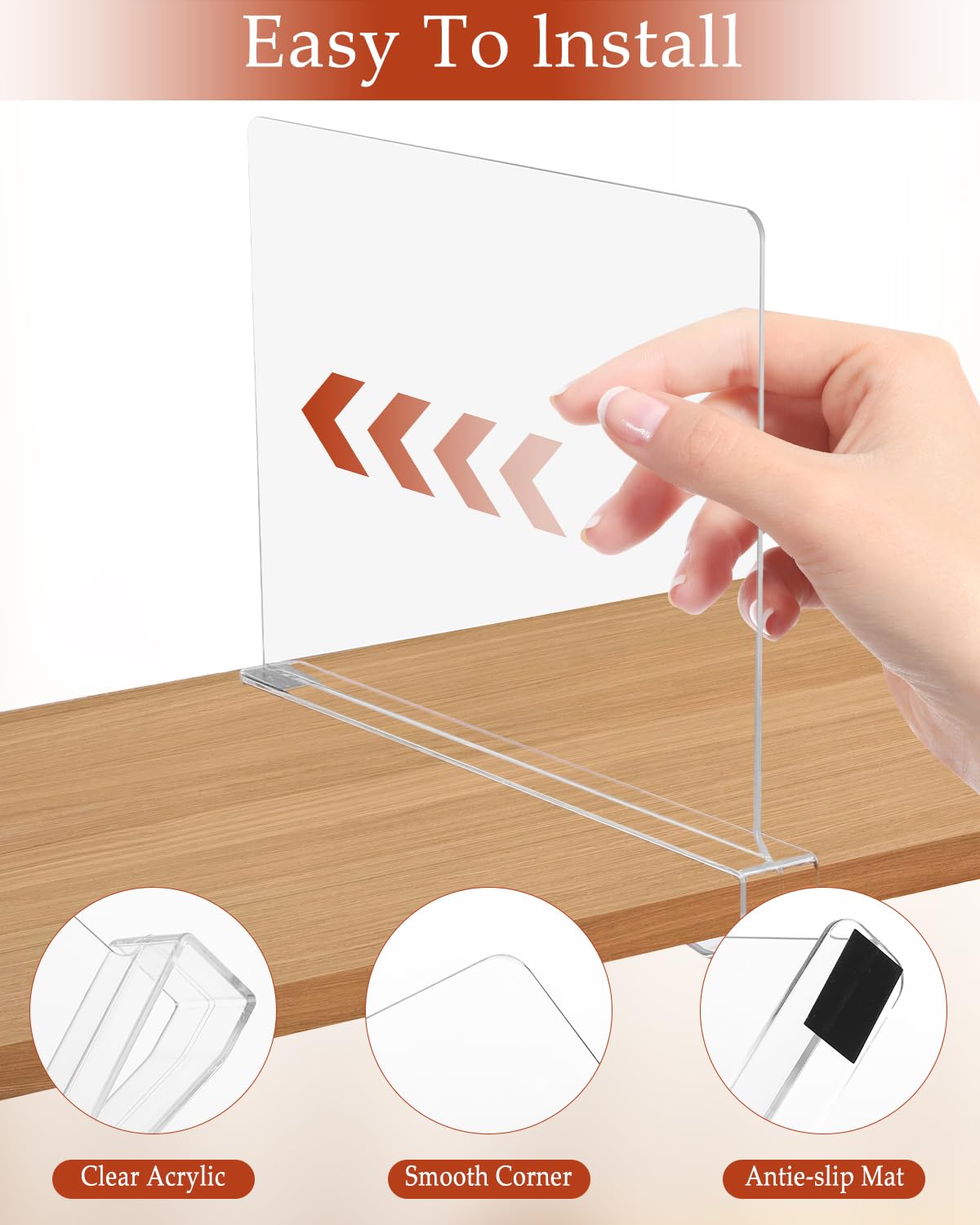 6 Pcs Divisori Per Mensole In Acrilico Trasparente, Divisori Per Guardaroba Ripiani, Separatore