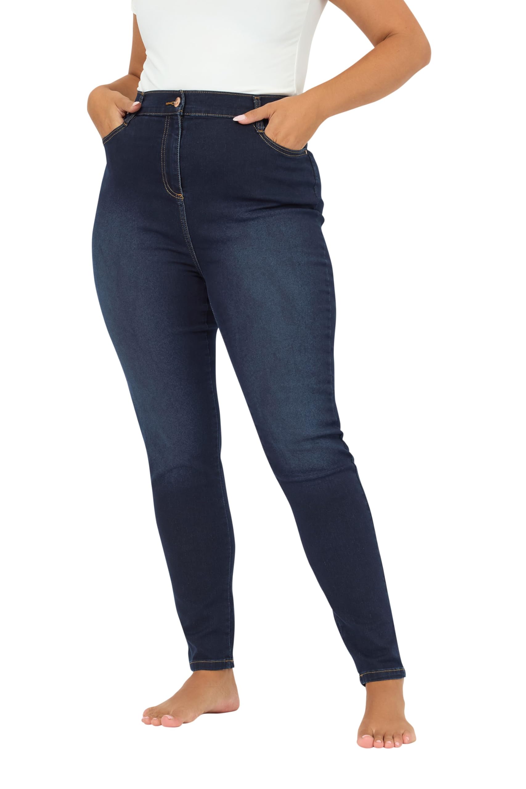 Yours Women's Dark Blue Curve Dark Indigo Blue Skinny Stretch Ava Jeans - Plus Size Curve