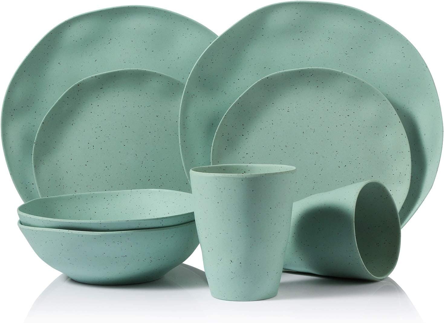 MORGIANA 50 Pack Happy Birthday Napkins & MORGIANA 8PCS Dinnerware set（Green）