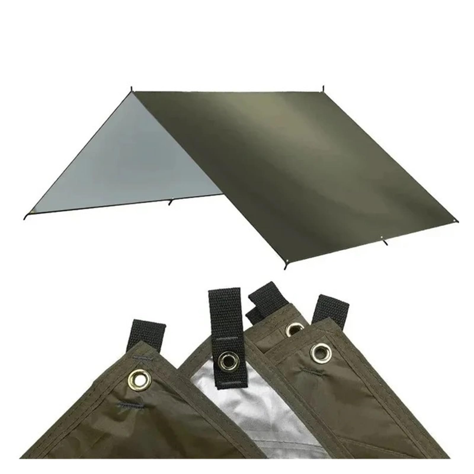 Tent tarp 5x3m 4x3m 3x3meters Waterproof Tarp Tent Shade Ultralight Garden Canopy Sunshade Outdoor Camping Awning Tourist Beach Sun Shelter 4x4(Olive Green,3X3meter)