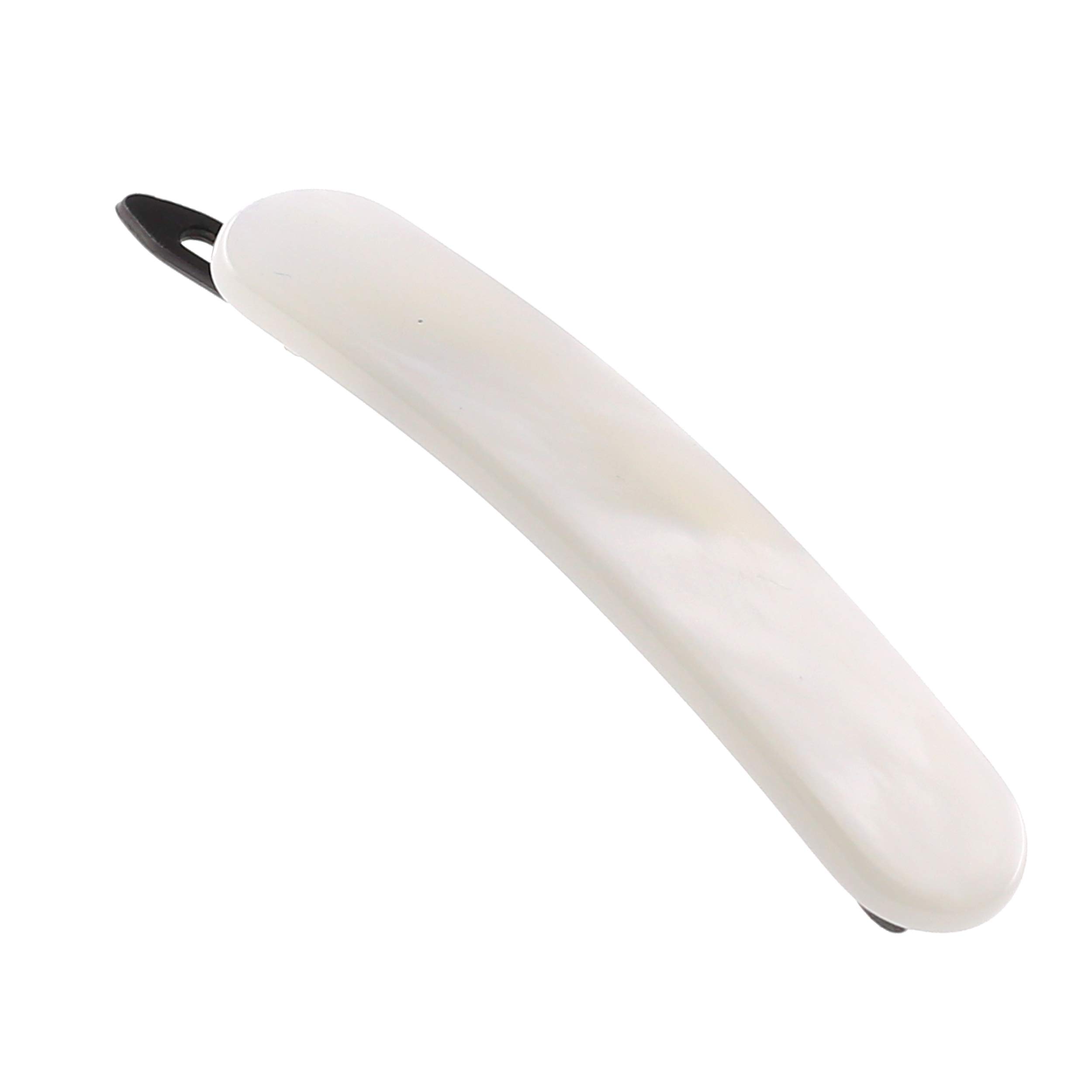 Camila Paris CP2822 French Hair Barrette Clip for Girls, Handmade, White, Metal-Free Closure Strong Hold Grip Hair Clips for Women, No Slip and