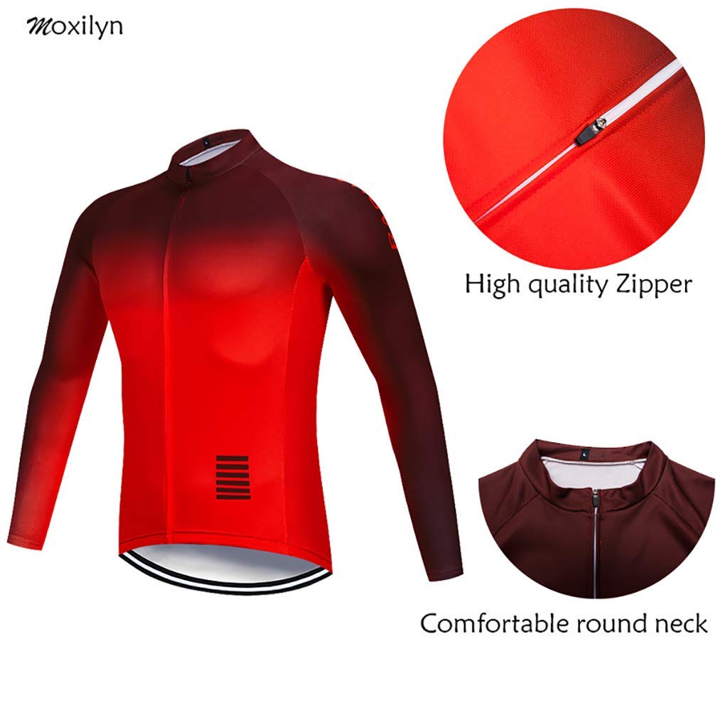 Moxilyn Abbigliamento Ciclismo Set,Autunno/Inverno Vello Maglia Con Lunghe Maniche Tuta+Pantaloni Lunghi di,Cuscino Gel 9D,MTB Anteriore Manica Lunga Bicicletta, Abbigliamento Sportivo per Bicicletta