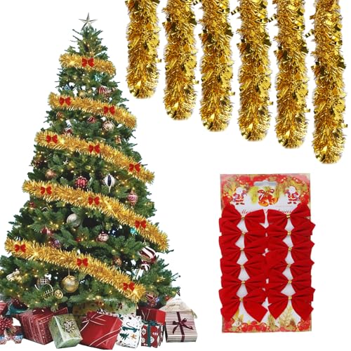 Lametta Girlande Weihnachtsgirlande, 6 Stück x 2M Lametta...