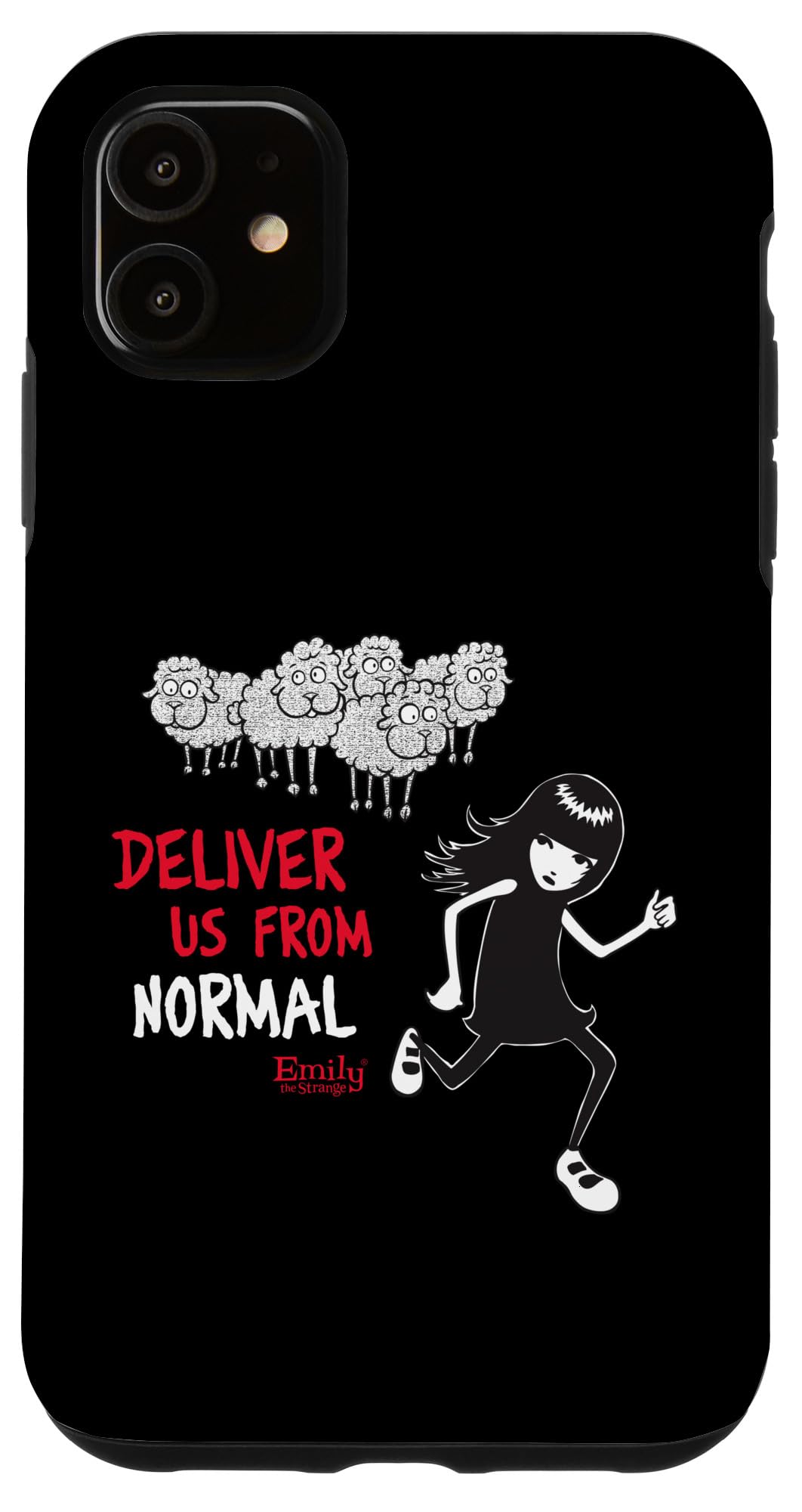 Coque iPhone 11 Emily The Strange look gothique Deliver Us from Normal pour étudiant