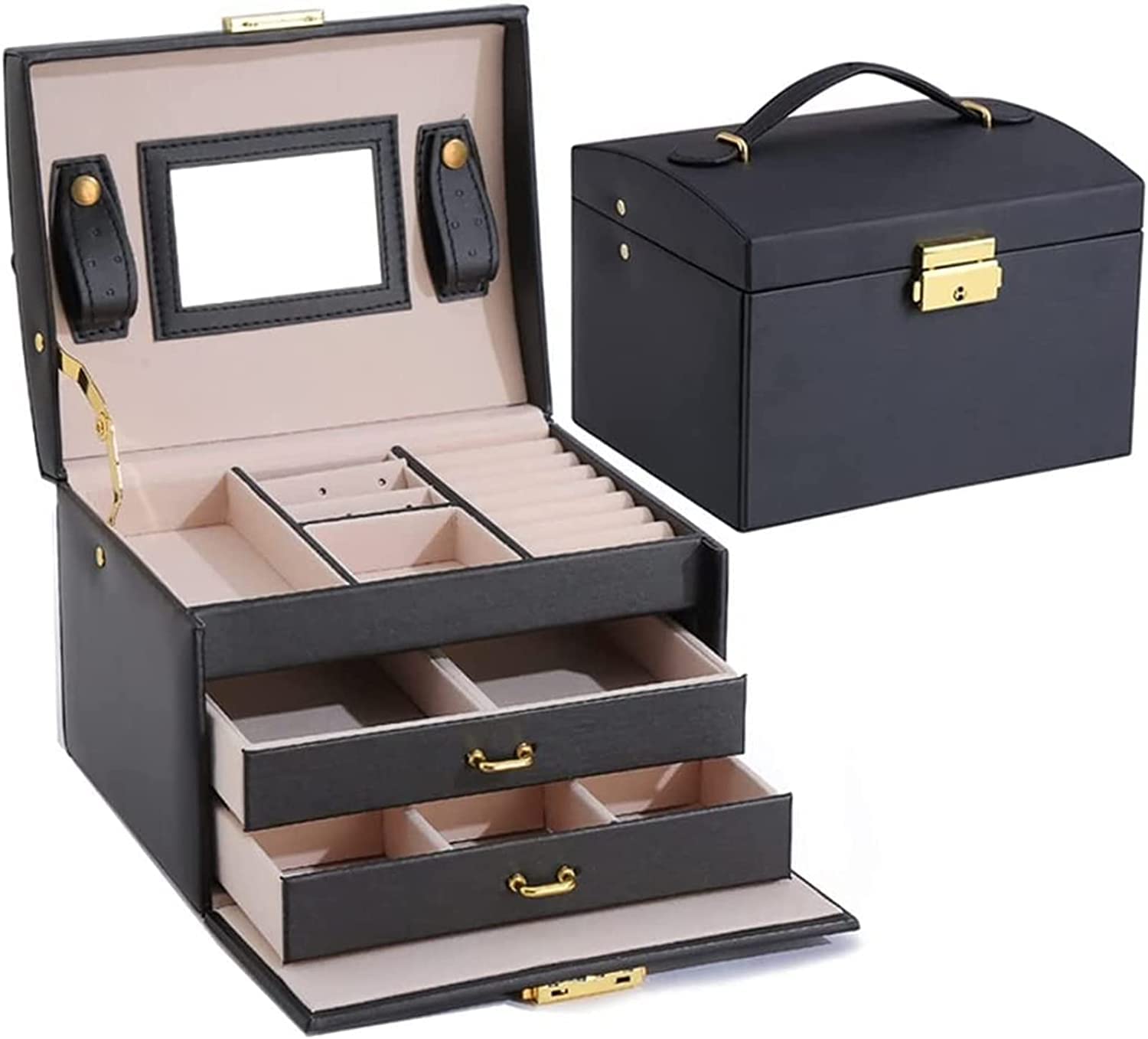 TIANQIHAO Storage Box Large Capacity Display Stand 3 Layers Earring Bracelet Ladies Storage Box Double Drawer