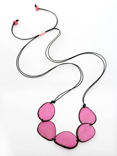 Miniatura 3 de Tagua Necklace Pink Chips Handmade Fair Trade, Adjustable lightweight by Florama Natural Jewelry