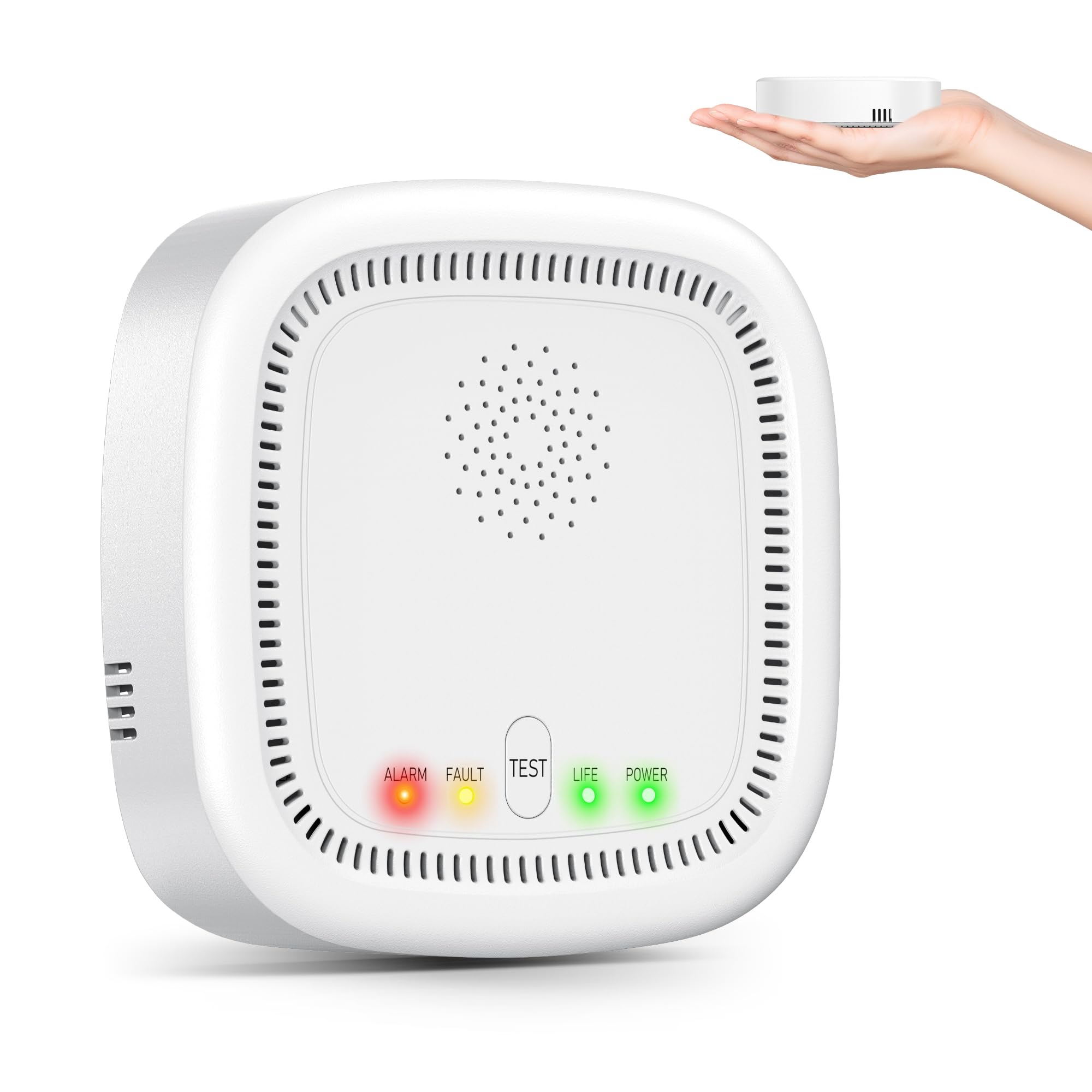 Detector de Gas 100% a Baterías, Detecta Gas Natural GPL Metano Propano con Alarma Acústica y Visual para Casa y Autocaravana (No Incluye Pilas)
