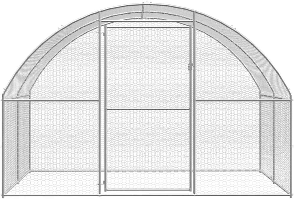 vidaXL Chicken Coop, Hen House Chicken Run for Outdoor Garden, Chicken House, Backyard Coop for Hens Ducks Geese, Galvanized Steel