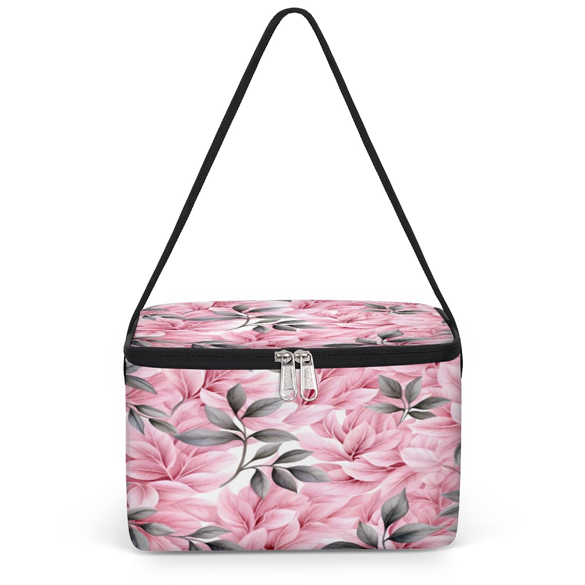 GzLeyigou Floral Flowers Lunch Bags for Women Men 9 Cans, Hot & Cold Food Delivery Bag Insulated Grocery Bag Insulated Lunch Box Leaves Cooler Bag for Office Work Picnic Beach