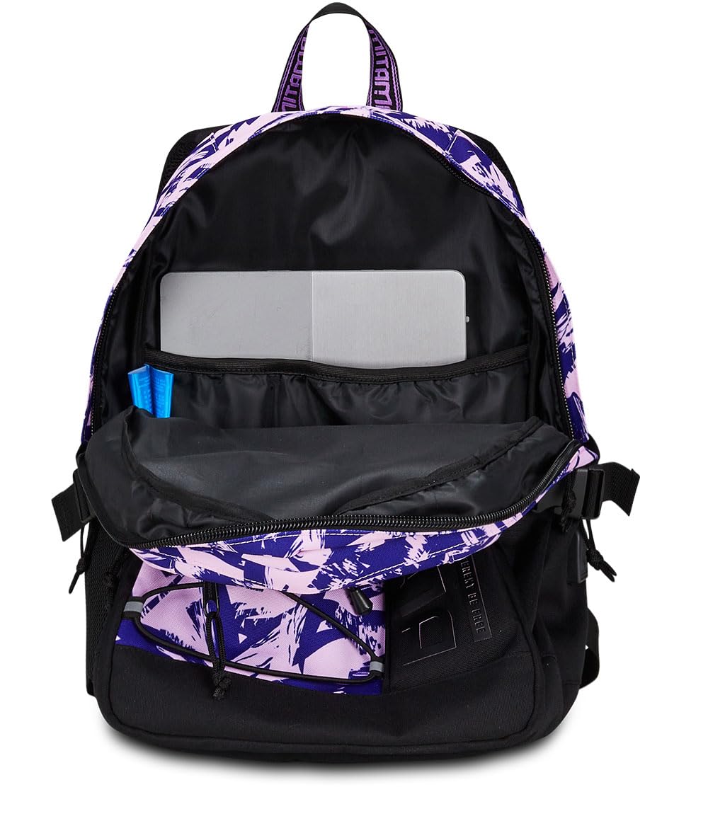 Mitama Zaino Triplo Scomparto Full Flower con Tasca porta PC, Nero e Rosa, Scuola Elementare e Tempo Libero, Bambina Ragazza