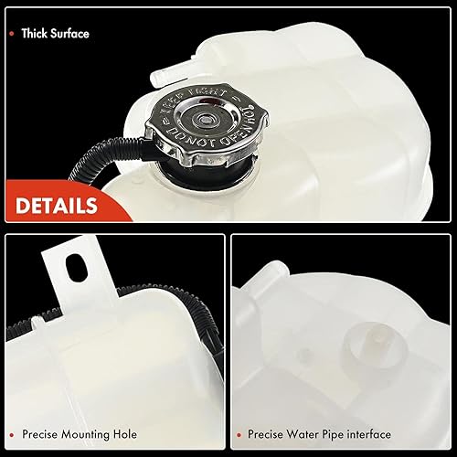 Miniatura 7 de A-Premium Tanque de depósito de recuperación de desbordamiento de refrigerante presurizado con tapa y tubo para DOHC, 6Cyl 3.5L 3.6L Compatible con