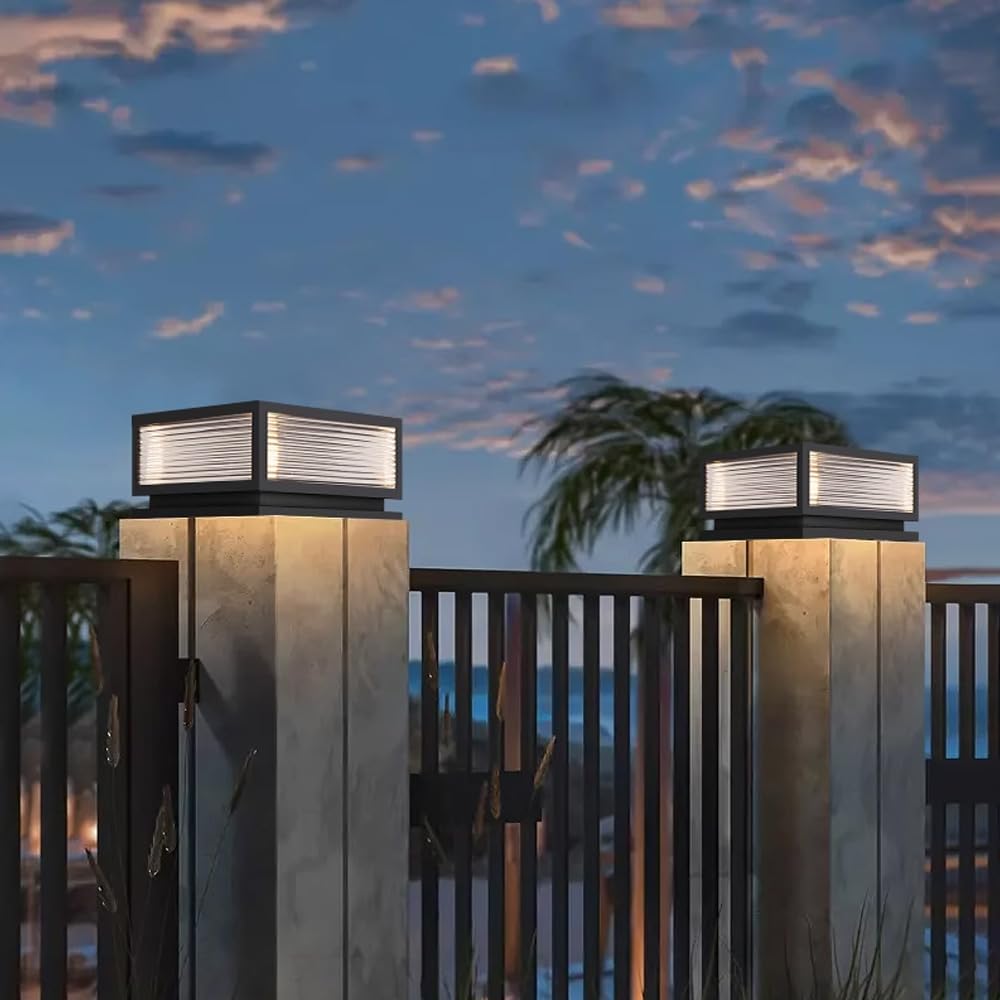 TRIVIDHA Moderne Pfostenleuchte Außensäulenleuchte Edelstahl LED Zaun Deckkappenleuchte IP54 wasserdichte Säulenleuchte Mit Glas E26 Verandaleuchte Für Gartenhof Eingangsbereich Straßenbeleuchtung