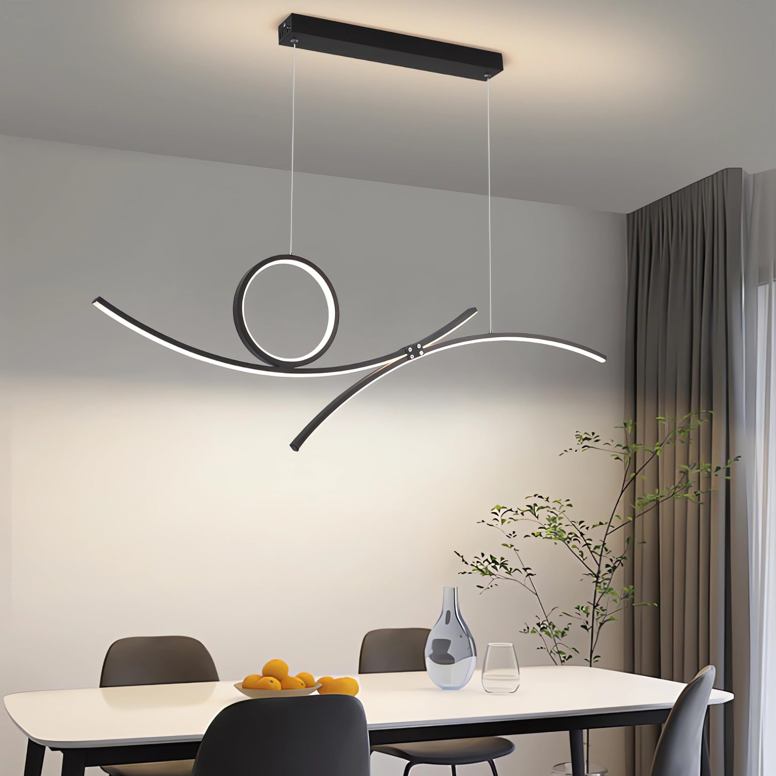 Moderno LED ampada a sospensione Lampade del ristorante Altezza regolabile | Dimmerabile con telecomando Controllo dell'app Lampada da tavolo da pranzo Lampada da ufficio
